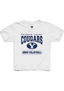Rally BYU Cougars Youth White Mens Volleyball Short Sleeve T-Shirt