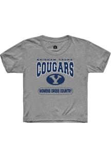 Rally BYU Cougars Youth Grey Womens Cross Country Short Sleeve T-Shirt
