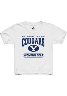 Rally BYU Cougars Youth White Womens Golf Short Sleeve T-Shirt