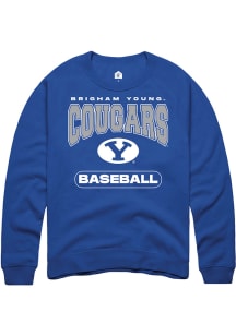 Rally BYU Cougars Mens Blue Baseball Long Sleeve Crew Sweatshirt