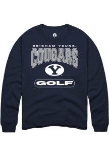 Rally BYU Cougars Mens Navy Blue Golf Long Sleeve Crew Sweatshirt
