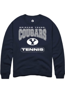 Rally BYU Cougars Mens Navy Blue Tennis Long Sleeve Crew Sweatshirt