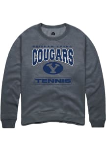 Rally BYU Cougars Mens Charcoal Tennis Long Sleeve Crew Sweatshirt