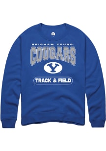 Rally BYU Cougars Mens Blue Track and Field Long Sleeve Crew Sweatshirt