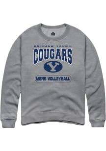 Rally BYU Cougars Mens Grey Mens Volleyball Long Sleeve Crew Sweatshirt