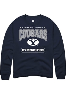 Rally BYU Cougars Mens Navy Blue Gymnastics Long Sleeve Crew Sweatshirt