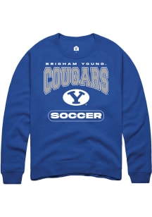 Rally BYU Cougars Mens Blue Soccer Long Sleeve Crew Sweatshirt