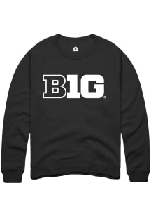Mens Big Ten Black Rally Primary Logo Crew Sweatshirt