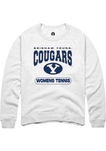Rally BYU Cougars Mens White Womens Tennis Long Sleeve Crew Sweatshirt