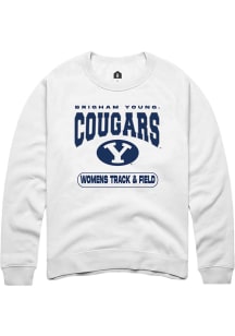 Rally BYU Cougars Mens White Womens Track and Field Long Sleeve Crew Sweatshirt