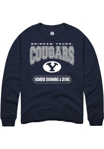 Rally BYU Cougars Mens Navy Blue Womens Swimming and Diving Long Sleeve Crew Sweatshirt