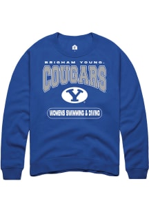 Rally BYU Cougars Mens Blue Womens Swimming and Diving Long Sleeve Crew Sweatshirt