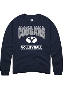 Rally BYU Cougars Mens Navy Blue Volleyball Long Sleeve Crew Sweatshirt