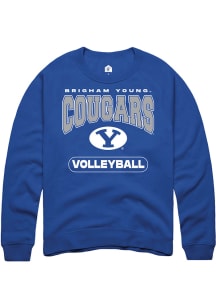 Rally BYU Cougars Mens Blue Volleyball Long Sleeve Crew Sweatshirt