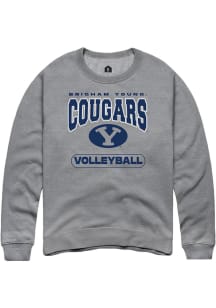 Rally BYU Cougars Mens Grey Volleyball Long Sleeve Crew Sweatshirt