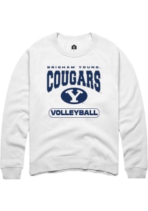 Rally BYU Cougars Mens White Volleyball Long Sleeve Crew Sweatshirt