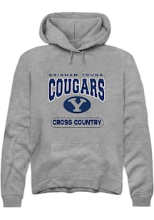 Rally BYU Cougars Mens Grey Cross Country Long Sleeve Hoodie