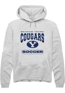 Rally BYU Cougars Mens White Soccer Long Sleeve Hoodie