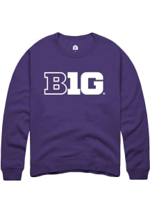 Mens Big Ten Purple Rally Primary Logo Crew Sweatshirt