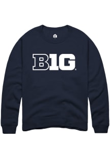 Mens Big Ten Navy Blue Rally Primary Logo Crew Sweatshirt