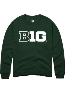 Mens Big Ten Green Rally Primary Logo Crew Sweatshirt