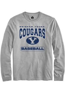 Rally BYU Cougars Grey Baseball Long Sleeve T Shirt