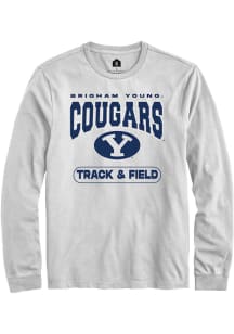 Rally BYU Cougars White Track and Field Long Sleeve T Shirt