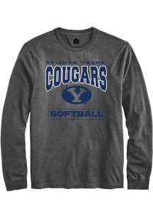 Rally BYU Cougars Charcoal Softball Long Sleeve T Shirt