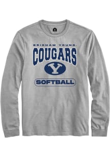 Rally BYU Cougars Grey Softball Long Sleeve T Shirt