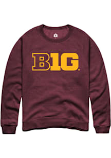 Rally Big Ten Mens Maroon Primary Logo Long Sleeve Crew Sweatshirt