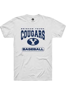 Rally BYU Cougars White Baseball Short Sleeve T Shirt