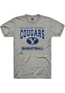 Rally BYU Cougars Grey Basketball Short Sleeve T Shirt