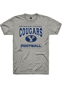 Rally BYU Cougars Grey Football Short Sleeve T Shirt