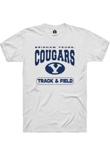 Rally BYU Cougars White Track and Field Short Sleeve T Shirt
