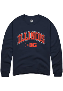 Mens Illinois Fighting Illini Navy Blue Rally Arch Logo Crew Sweatshirt