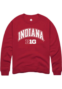 Rally Indiana Hoosiers Mens Red Arch Logo Long Sleeve Crew Sweatshirt