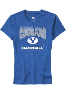 Rally BYU Cougars Womens Blue Baseball Short Sleeve T-Shirt