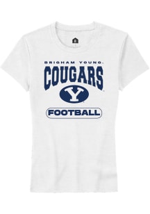 Rally BYU Cougars Womens White Football Short Sleeve T-Shirt