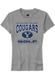 Rally BYU Cougars Womens Grey Golf Short Sleeve T-Shirt