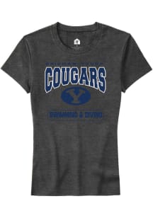 Rally BYU Cougars Womens Charcoal Swimming and Diving Short Sleeve T-Shirt