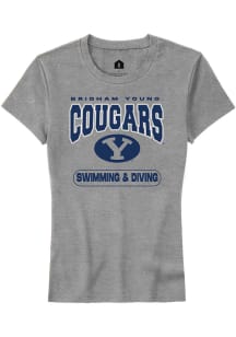 Rally BYU Cougars Womens Grey Swimming and Diving Short Sleeve T-Shirt