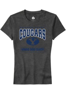 Rally BYU Cougars Womens Charcoal Womens Cross Country Short Sleeve T-Shirt