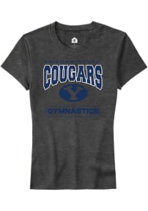 Rally BYU Cougars Womens Charcoal Gymnastics Short Sleeve T-Shirt