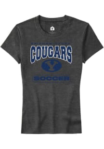 Rally BYU Cougars Womens Charcoal Soccer Short Sleeve T-Shirt