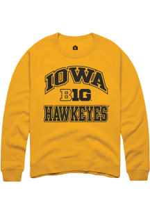 Rally Iowa Hawkeyes Mens Gold No 1 Long Sleeve Crew Sweatshirt