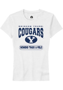 Rally BYU Cougars Womens White Womens Track and Field Short Sleeve T-Shirt