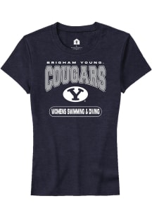 Rally BYU Cougars Womens Navy Blue Womens Swimming and Diving Short Sleeve T-Shirt