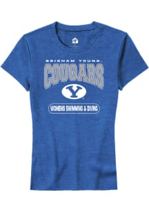 Rally BYU Cougars Womens Blue Womens Swimming and Diving Short Sleeve T-Shirt