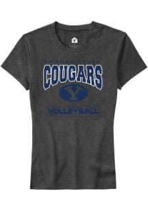 Rally BYU Cougars Womens Charcoal Volleyball Short Sleeve T-Shirt
