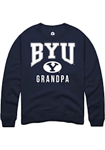 Rally BYU Cougars Mens Navy Blue Grandpa Long Sleeve Crew Sweatshirt
